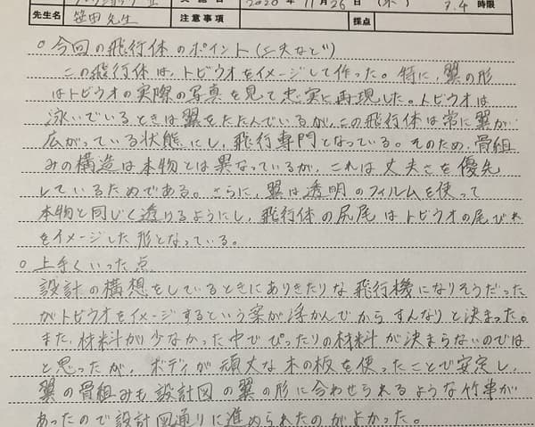 トビウオをイメージして設計した飛行体のイラスト。